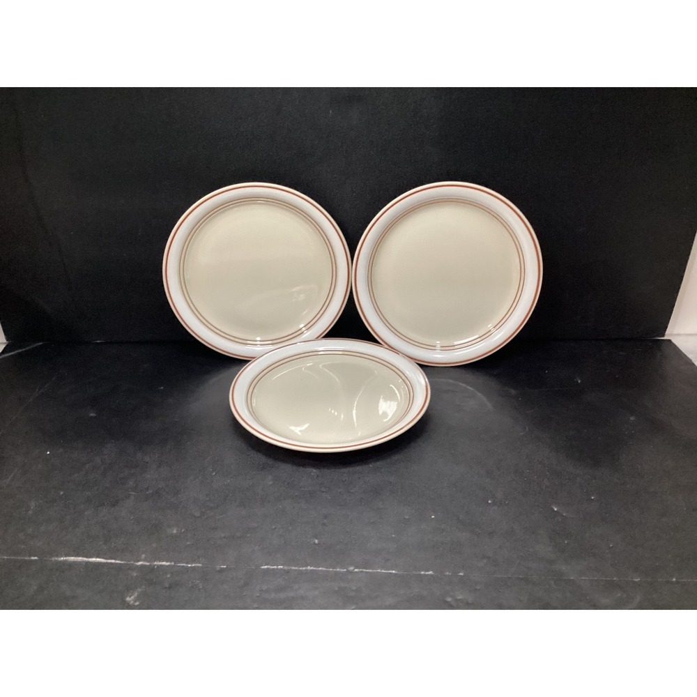 Anchor Hocking Vintage 7.5" Salad Plates C8700/10 A Brown Japan Set Of 3